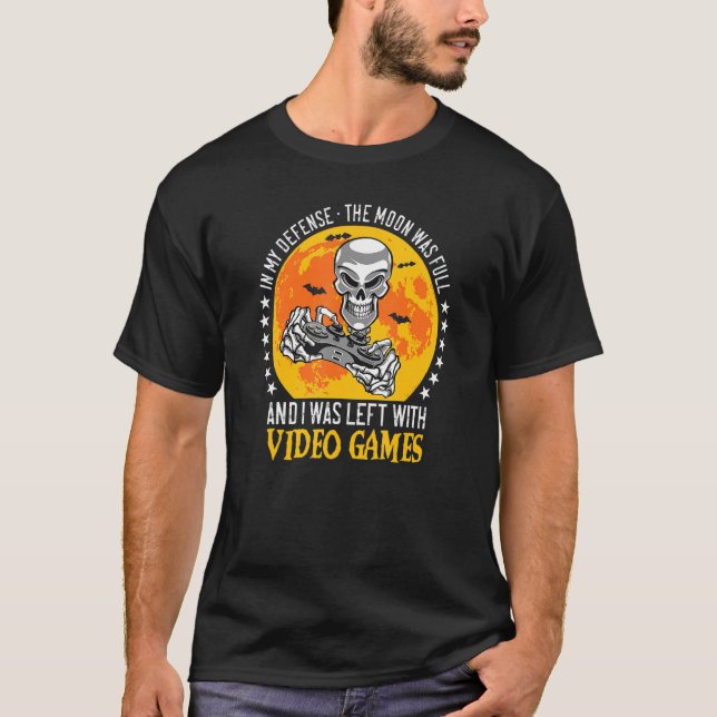 Halloween Skeleton Video Gamer Controllers Boys Ki T-Shirt (Front)