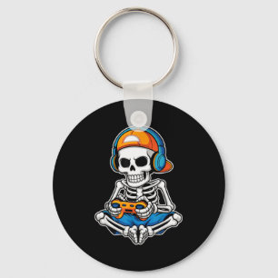Halloween Skeleton Video Gamer Funny Gaming Boys M Key Ring