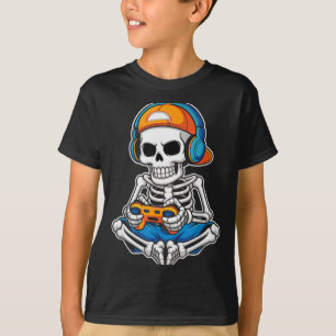 Halloween Skeleton Video Gamer Funny Gaming Boys M T-Shirt