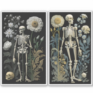 Halloween Skeleton. Vintage Romantic Gothic Floral