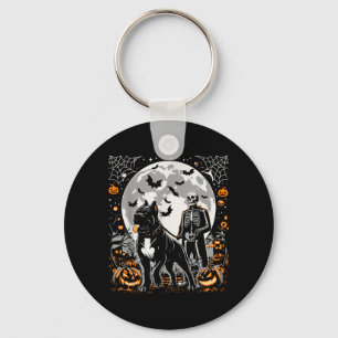 Halloween Skeleton Walking Skeletal Cane Corso Dog Key Ring