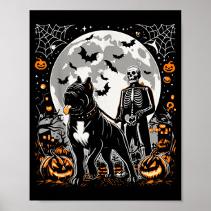 Halloween Skeleton Walking Skeletal Cane Corso Dog Poster