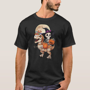 Halloween Skeleton Witch Hat Mummy Dinosaur T Rex  T-Shirt