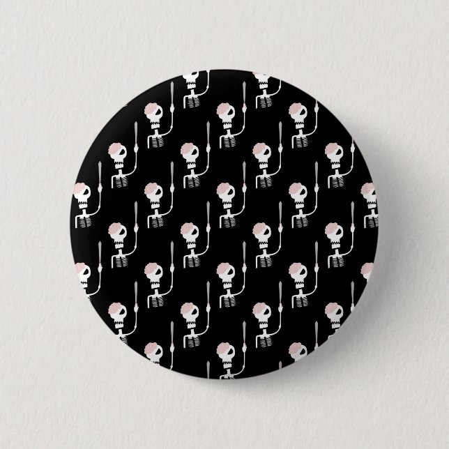 Halloween skeleton with a sword  6 cm round badge (Front)