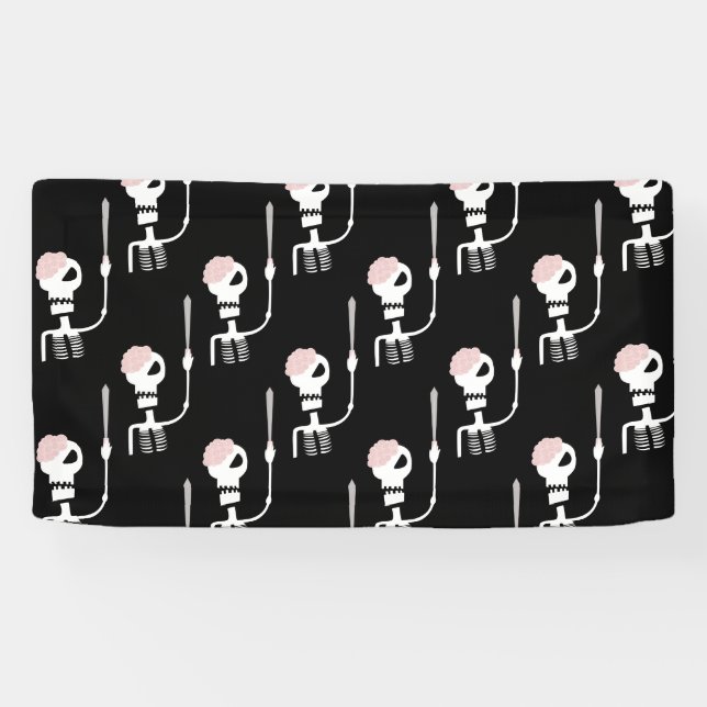 Halloween skeleton with a sword  banner (Horizontal)