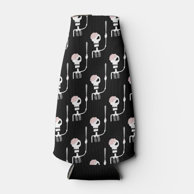 Halloween skeleton with a sword  bottle cooler (Front)