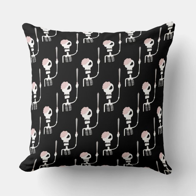 Halloween skeleton with a sword  cushion (Front)