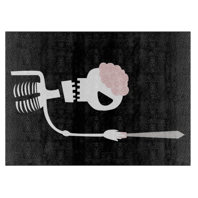 Halloween skeleton with a sword  cutting board (Front)