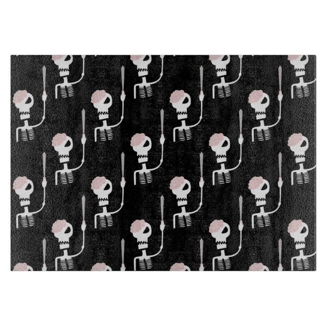 Halloween skeleton with a sword  cutting board (Front)