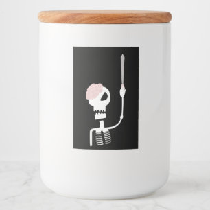 Halloween skeleton with a sword food label