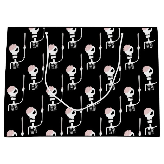 Halloween skeleton with a sword  large gift bag (Front)
