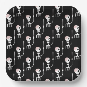 Halloween skeleton with a sword  paper plate