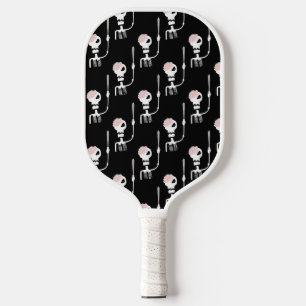 Halloween skeleton with a sword pickleball paddle