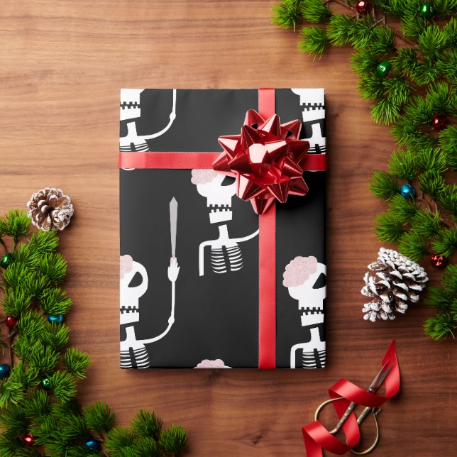 Halloween skeleton with a sword  wrapping paper (Holiday Gift)