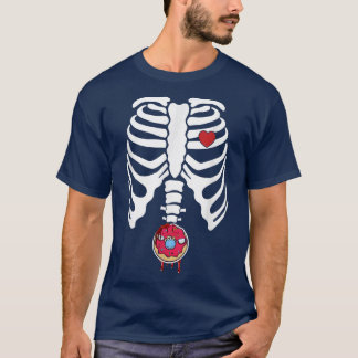 Halloween Skeleton With Doughnut For Sweet Lovers  T-Shirt