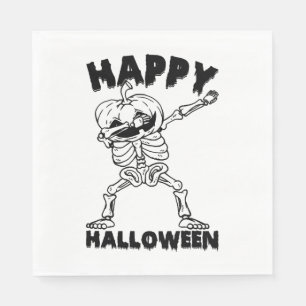 Halloween Skeleton with Pumpkin - Happy Halloween Napkin
