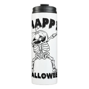 Halloween Skeleton with Pumpkin - Happy Halloween Thermal Tumbler