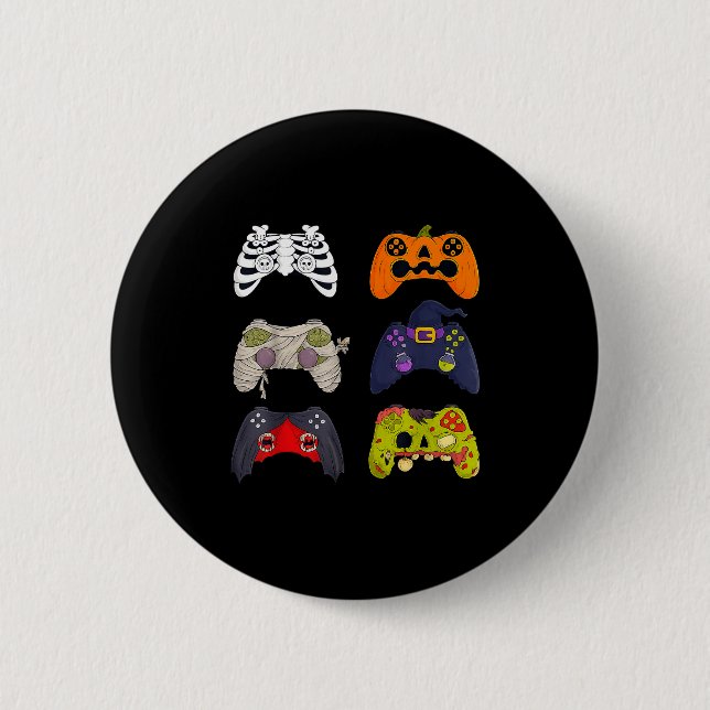 Halloween Skeleton Zombie Gaming Controllers  6 Cm Round Badge (Front)