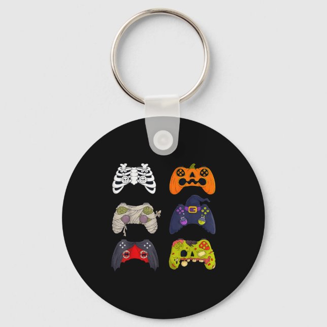 Halloween Skeleton Zombie Gaming Controllers  Key Ring (Front)