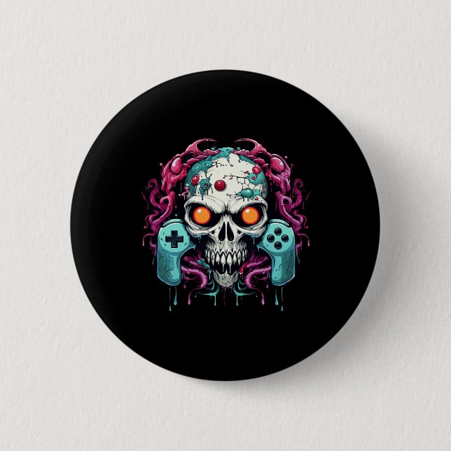 Halloween Skeleton Zombie Gaming Controllers Mummy 6 Cm Round Badge (Front)