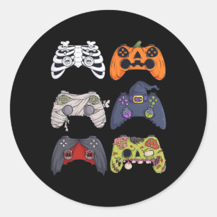Halloween Skeleton Zombie Gaming Controllers Mummy Classic Round Sticker