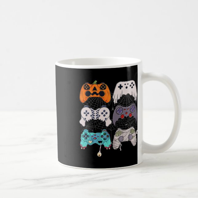 Halloween Skeleton Zombie Gaming Controllers Mummy Coffee Mug (Right)