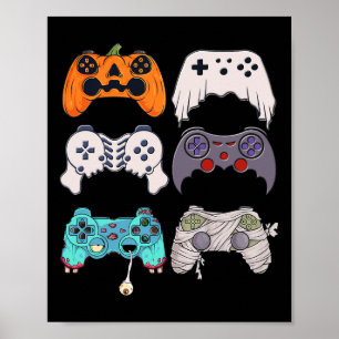 Halloween Skeleton Zombie Gaming Controllers Mummy Poster