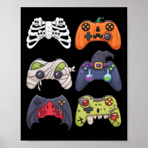 Halloween Skeleton Zombie Gaming Controllers Mummy Poster