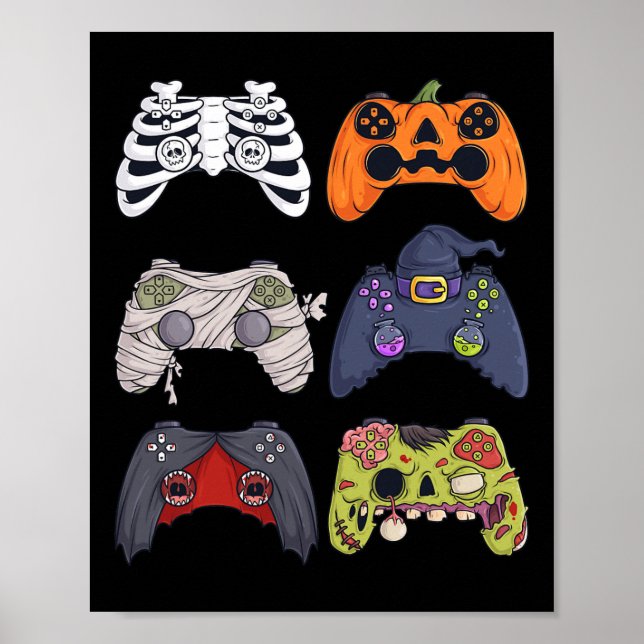 Halloween Skeleton Zombie Gaming Controllers Mummy Poster (Front)