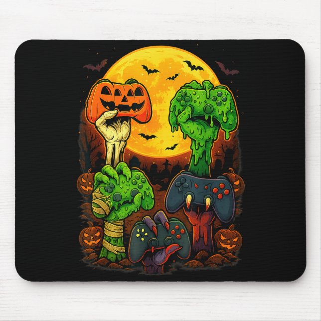 Halloween Skeleton Zombie Mummy Gaming Controller  Mouse Pad (Front)