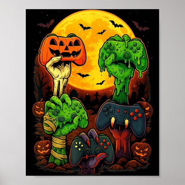 Halloween Skeleton Zombie Mummy Gaming Controller  Poster (Front)