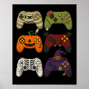 Halloween Skeleton Zombie Mummy Gaming Controllers Poster