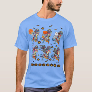 Halloween Skeleton Zombie Riding Mummy T Re Pirate T-Shirt
