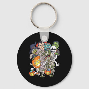 Halloween Skeleton Zombie Riding Mummy T Rex Funny Key Ring