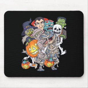 Halloween Skeleton Zombie Riding Mummy T Rex Funny Mouse Pad