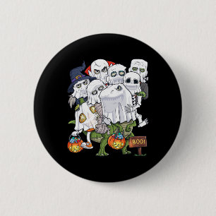 Halloween Skeleton Zombie Riding T Rex Funny Pumpk 6 Cm Round Badge