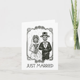 Halloween Skeletons Bride And Groom Just Married F Card