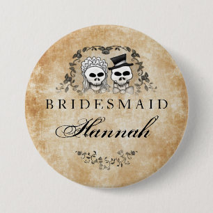 Halloween Skeletons Brown Gothic Bridesmaid