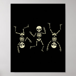 Halloween Skeletons Dancing Funny Boys Girls Kids  Poster