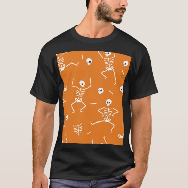 Halloween Skeletons Fun Seamless Pattern T-Shirt (Front)