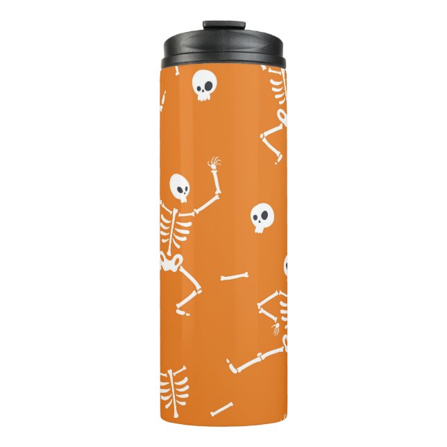 Halloween Skeletons Fun Seamless Pattern Thermal Tumbler (Front)