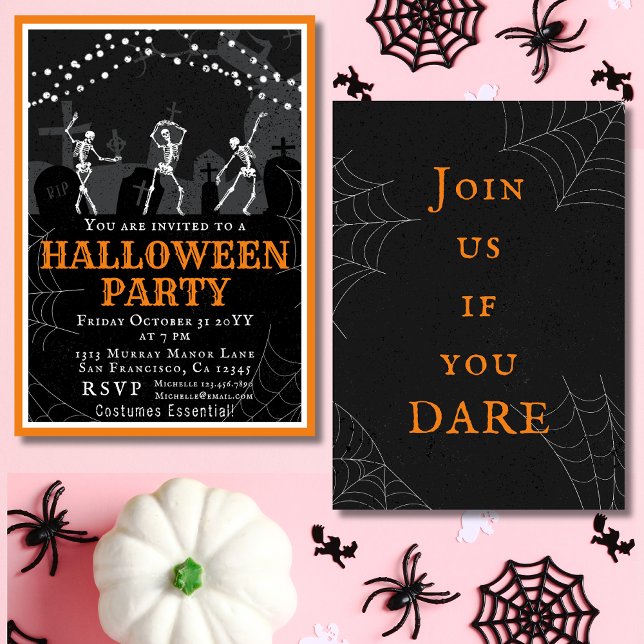 Halloween Skeletons Graveyard Costume Party Invitation (Creator Uploaded)