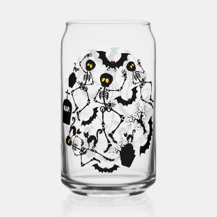 Halloween Skeletons Macabre Dance Can Glass