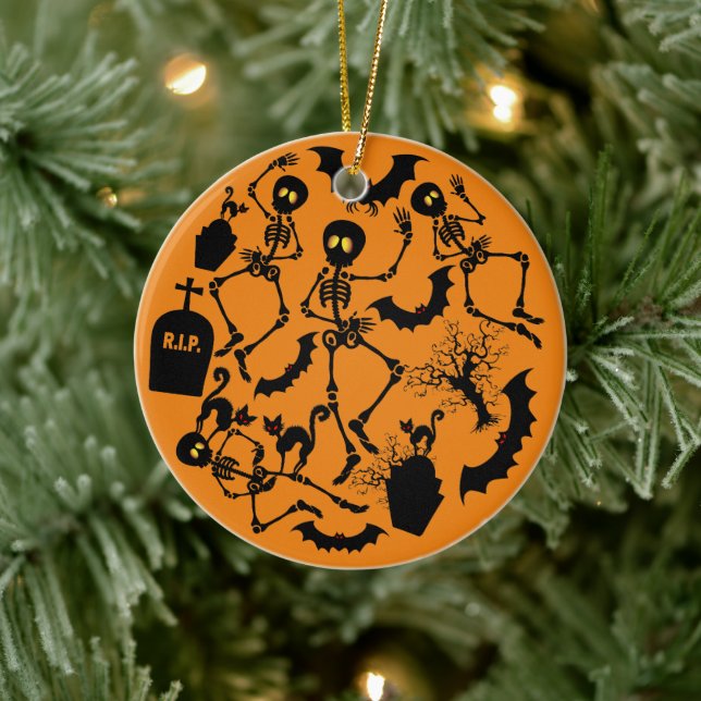 Halloween Skeletons Macabre Dance Ceramic Tree Decoration (Tree)