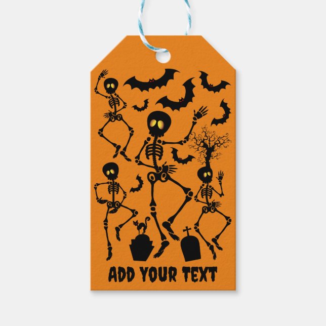 Halloween Skeletons Macabre Dance Gift Tags (Front)