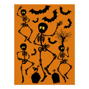 Halloween Skeletons Macabre Dance Poster