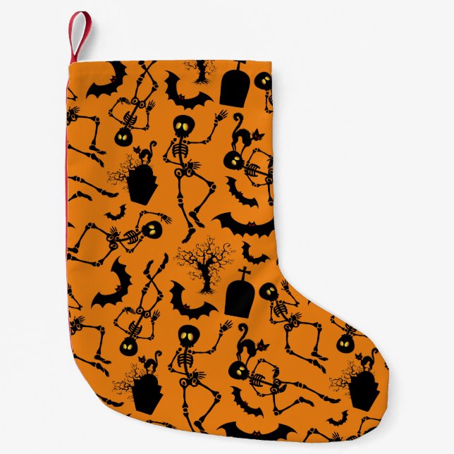 Halloween Skeletons Macabre Dance Small Christmas Stocking (Front)