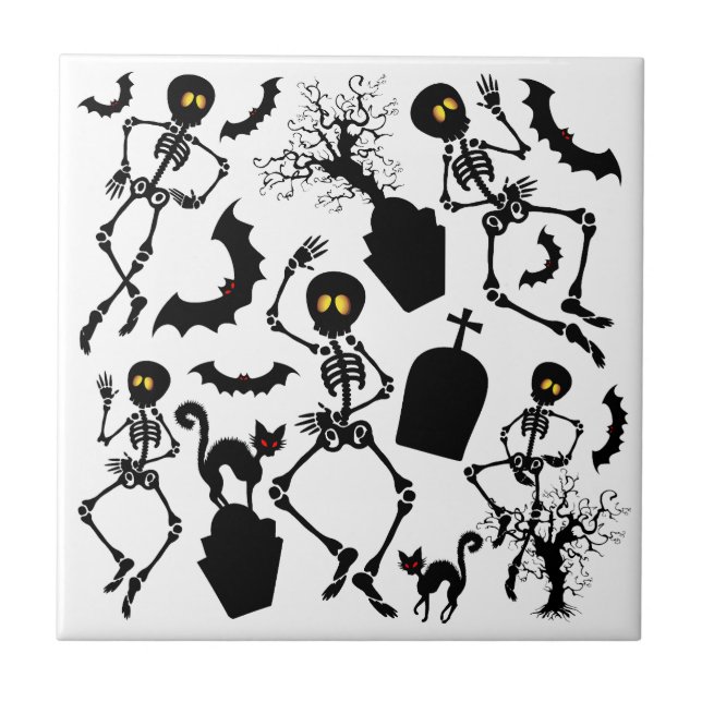 Halloween Skeletons Macabre Dance Tile (Front)