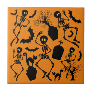 Halloween Skeletons Macabre Dance Tile