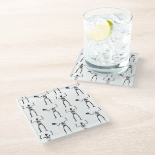Halloween Skeletons, Trick Or Treat, Boo Glass Coaster